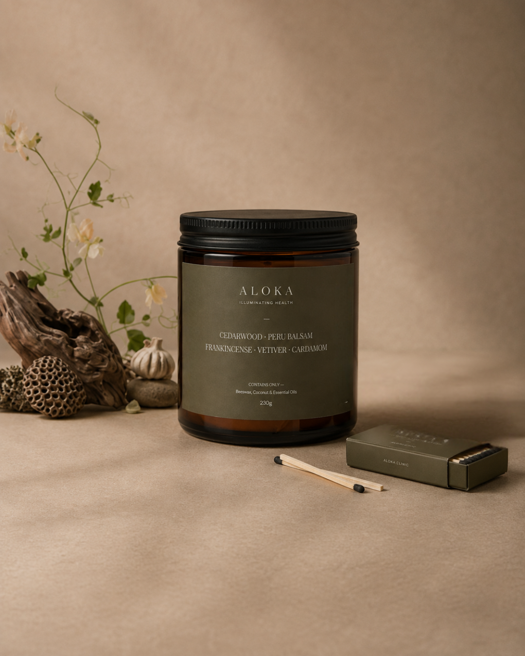beeswax candle (grounding) - Cedarwood · Peru Balsam Frankincense · Vetiver · Cardamom 230g